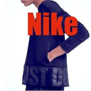 Nike Dri-Fit Black Ribbed Crew Neck Lg Pullover JUST DO IT Sweater